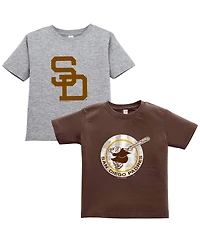 Soft As A Grape Toddler 2-Pack Brown/Gray San Diego Padres Cooperstown Collection T-Shirt Set
