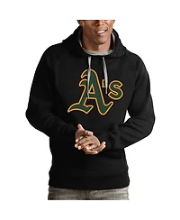 Antigua Men's Black Athletics Victory Pullover Team Logo Hoodie