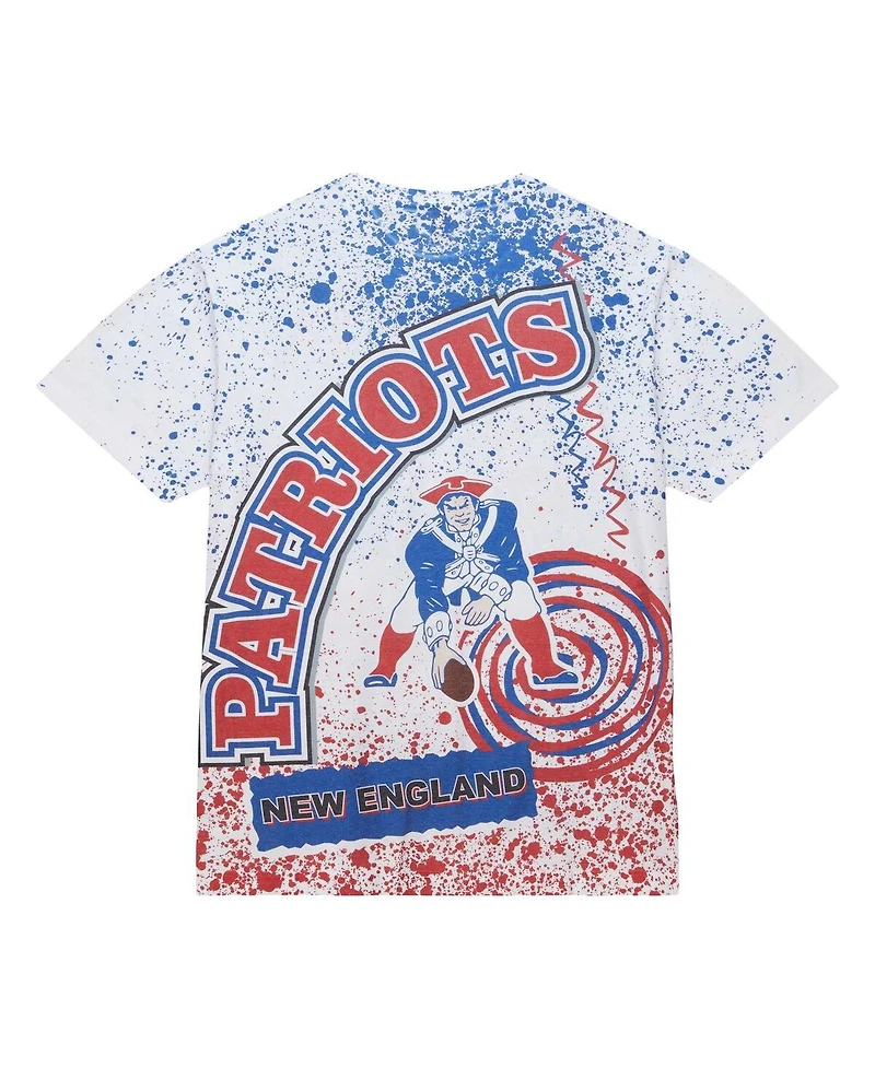 Mitchell & Ness Men's White New England Patriots Big Tall Allover Print T-Shirt