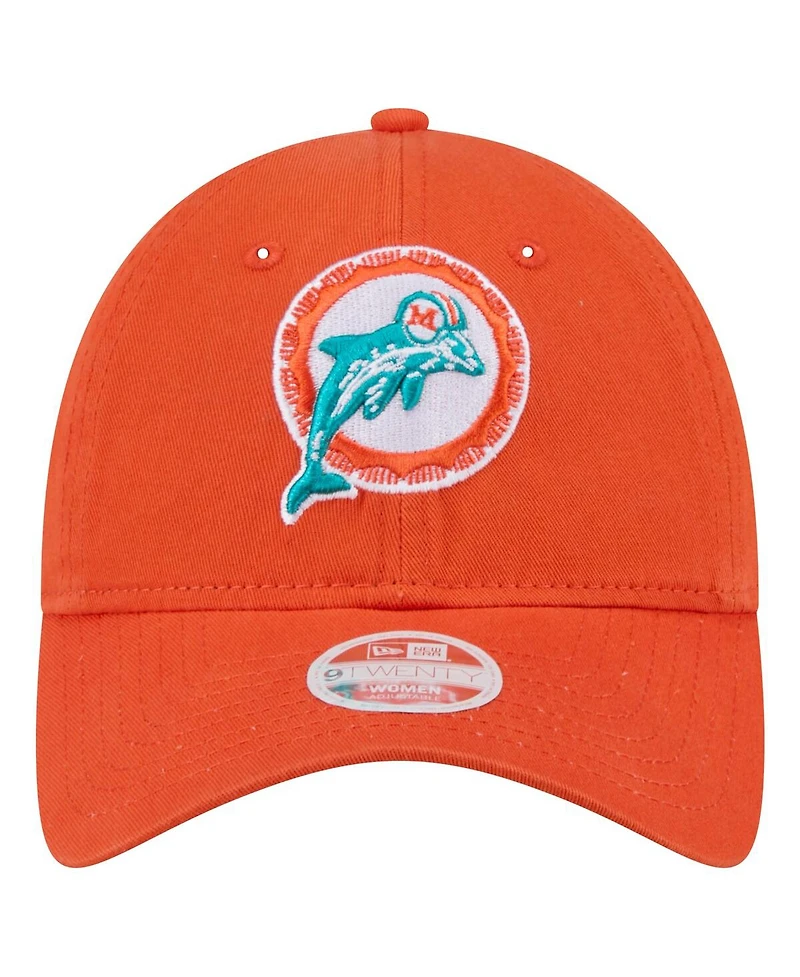 New Era Women's Orange Miami Dolphins Throwback Main Core Classic 2.0 9TWENTY Adjustable Hat