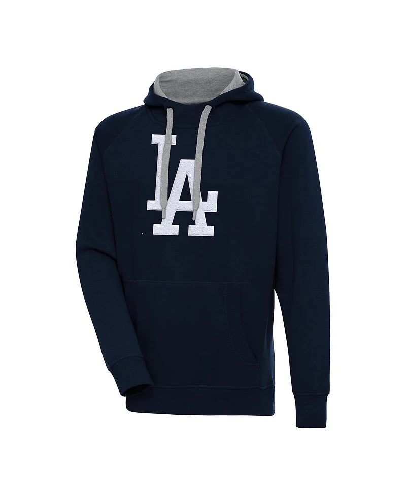 Antigua Men's Navy Los Angeles Dodgers Victory Chenille Pullover Hoodie