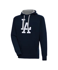 Antigua Men's Navy Los Angeles Dodgers Victory Chenille Pullover Hoodie