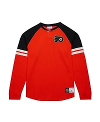 Mitchell & Ness Men's Orange Philadelphia Flyers Thermal Henley Long Sleeve T-Shirt