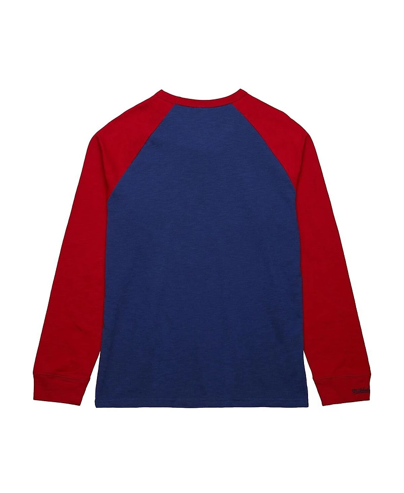 Mitchell & Ness Men's Blue/Red New York Rangers Legendary Slub Raglan Long Sleeve T-Shirt