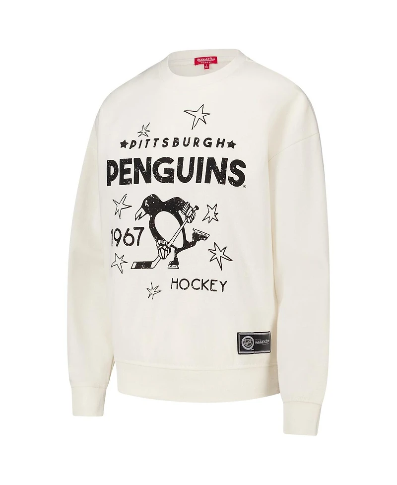 Mitchell & Ness Women's Cream Pittsburgh Penguins Logo 3.0 Pullover Sweatshirt