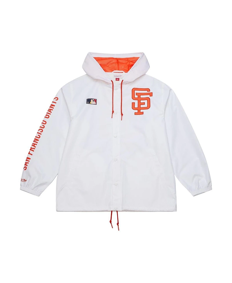 Mitchell & Ness Men's White San Francisco Giants Vintage Full-Snap Hooded Coaches Jacket