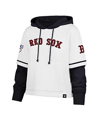 '47 Brand Women's White Boston Red Sox Trifecta Shortstop Cropped Pullover Hoodie