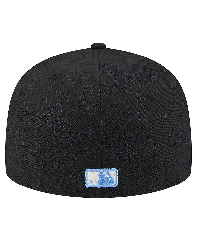 New Era Men's Black Chicago Cubs Tonal Koi 59FIFTY Fitted Hat
