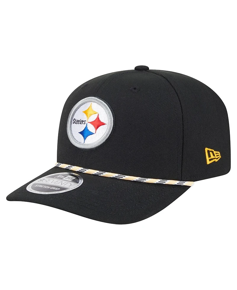 New Era Men's Black Pittsburgh Steelers Gameday Multi Rope 9SEVENTY Stretch-Snap Hat