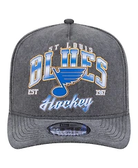 New Era Men's Charcoal St. Louis Blues Throwback Washed A-Frame Pre-Curved 9FIFTY Snapback Hat