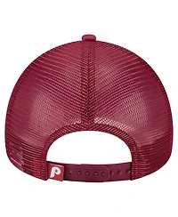 New Era Men's Red Philadelphia Phillies Distressed 9FORTY A-Frame Adjustable Trucker Hat