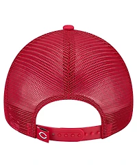 New Era Men's White/Red Cincinnati Reds Distressed 9FORTY A-Frame Adjustable Trucker Hat