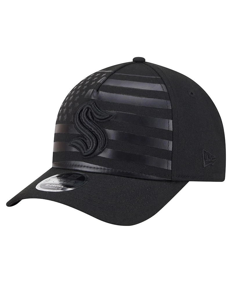 New Era Men's Black Seattle Kraken Game Day Stealth Flag 9FORTY A-Frame Adjustable Hat