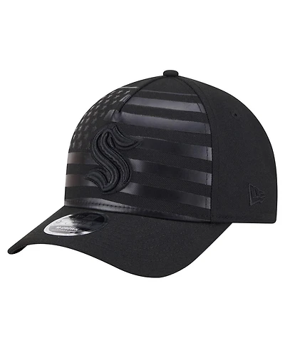 New Era Men's Black Seattle Kraken Game Day Stealth Flag 9FORTY A-Frame Adjustable Hat