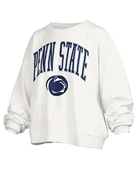 Pressbox Women's White Penn State Nittany Lions Janise Arch Over Logo Waist Length Oversized Pullover Sweatshirt