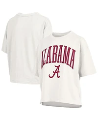 Pressbox Women's White Alabama Crimson Tide Nelson Arch Over Logo Waist Length Oversized Slub T-Shirt