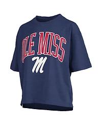 Pressbox Women's Navy Ole Miss Rebels Nelson Arch Over Logo Waist Length Oversized Slub T-Shirt