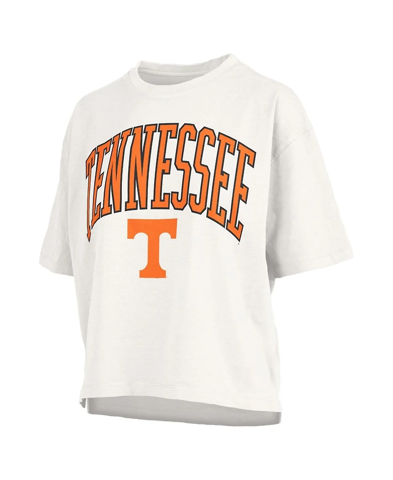 Pressbox Women's White Tennessee Volunteers Nelson Arch Over Logo Waist Length Oversized Slub T-Shirt
