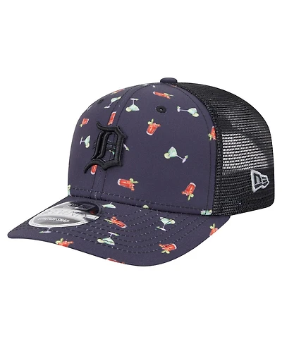 New Era Men's Black Detroit Tigers Adventure Drinks Pattern 9SEVENTY Stretch-Snap Hat