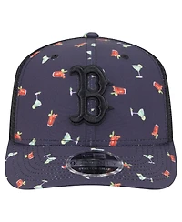New Era Men's Black Boston Red Sox Adventure Drinks Pattern 9SEVENTY Stretch-Snap Hat