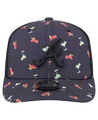 New Era Men's Black Atlanta Braves Adventure Drinks Pattern 9SEVENTY Stretch-Snap Hat
