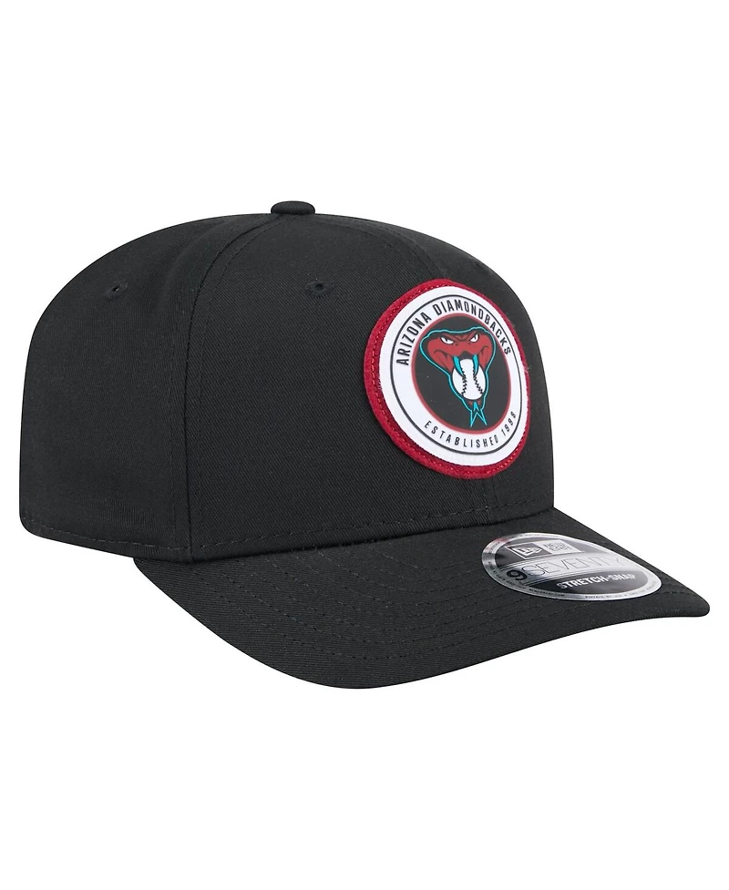 New Era Men's Black Arizona Diamondbacks Circle Patch 9SEVENTY Stretch-Snap Hat