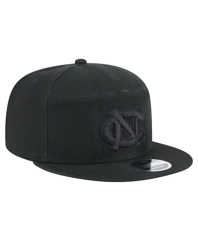 New Era Men's Black North Carolina Tar Heels Adventure Canvas Split Panel 9FIFTY Snapback Hat