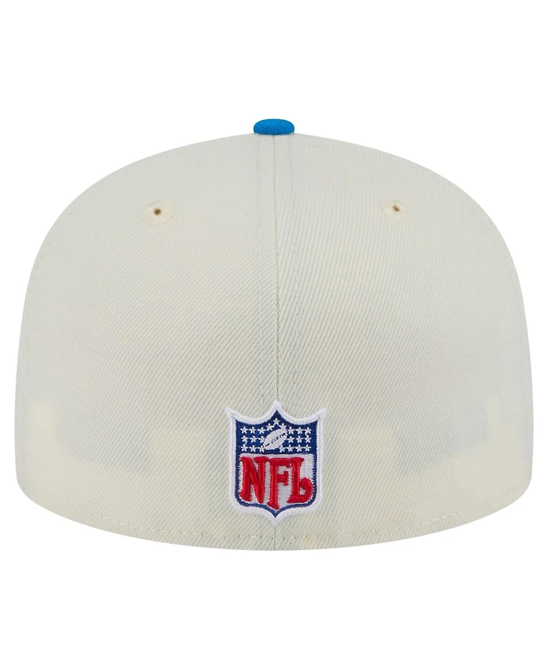 New Era Men's White/Blue Detroit Lions Throwback Main 59FIFTY Fitted Hat