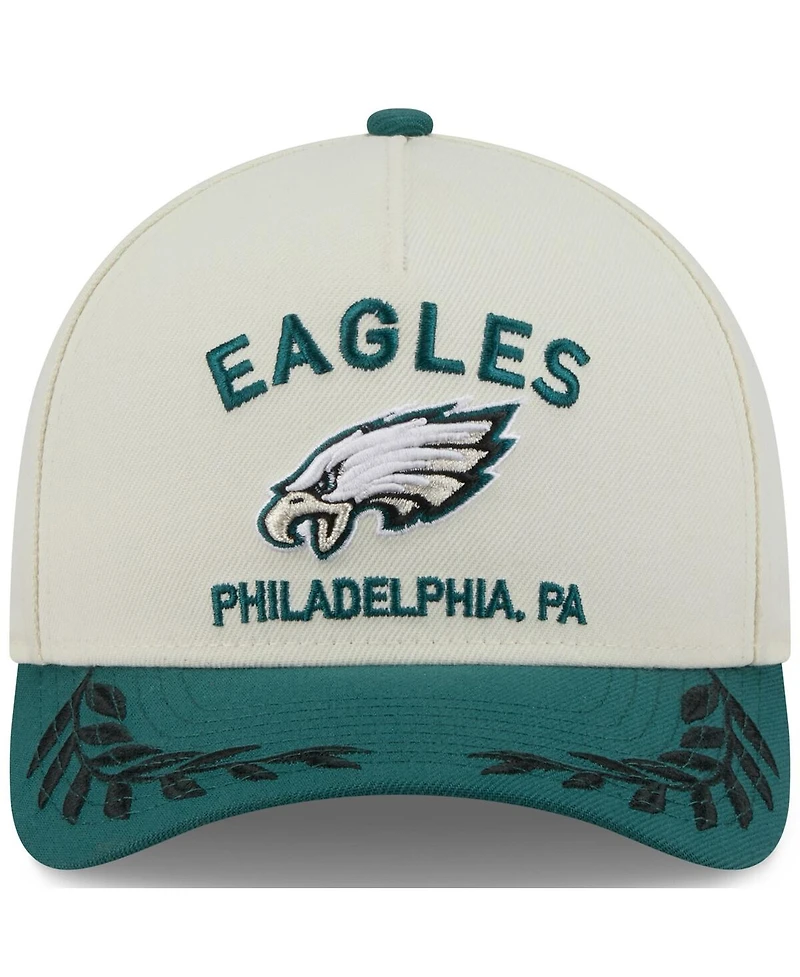 New Era Men's Cream/Midnight Green Philadelphia Eagles 2025 Nfl Draft 9FORTY A-Frame M-Crown Adjustable Hat