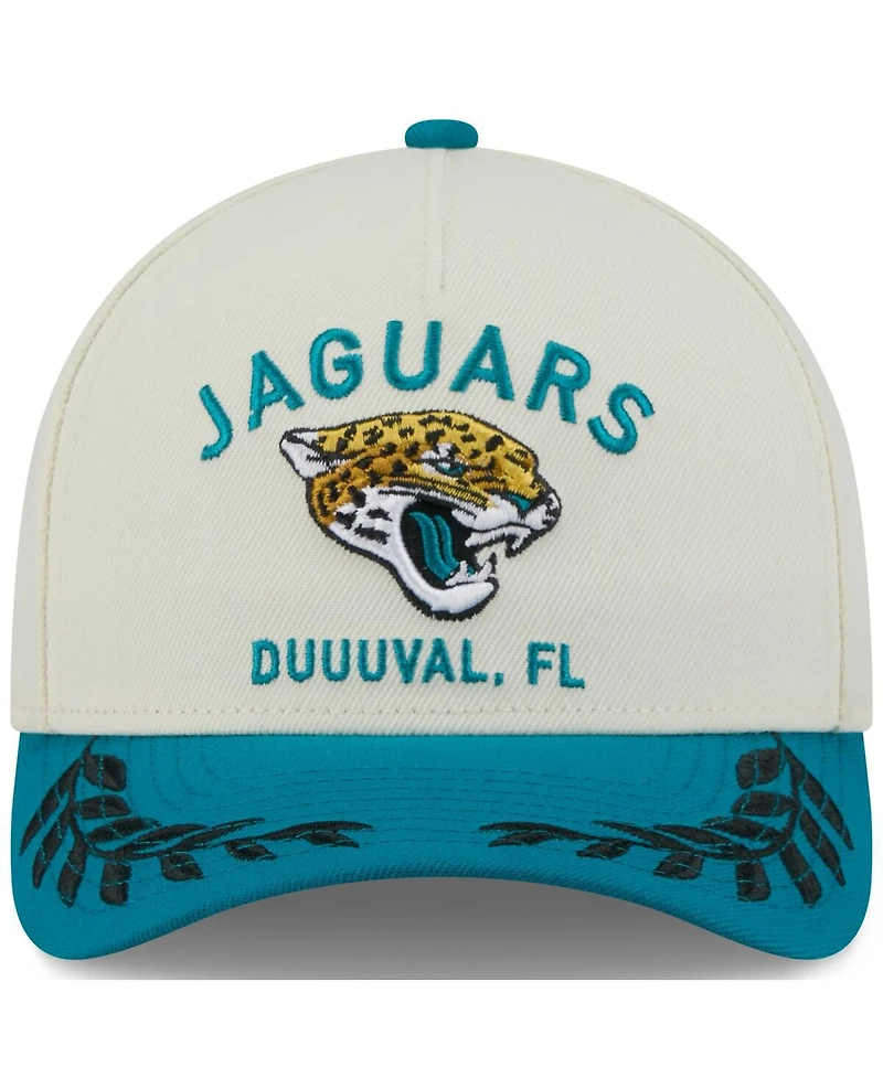 New Era Men's Cream/Teal Jacksonville Jaguars 2025 Nfl Draft 9FORTY A-Frame M-Crown Adjustable Hat