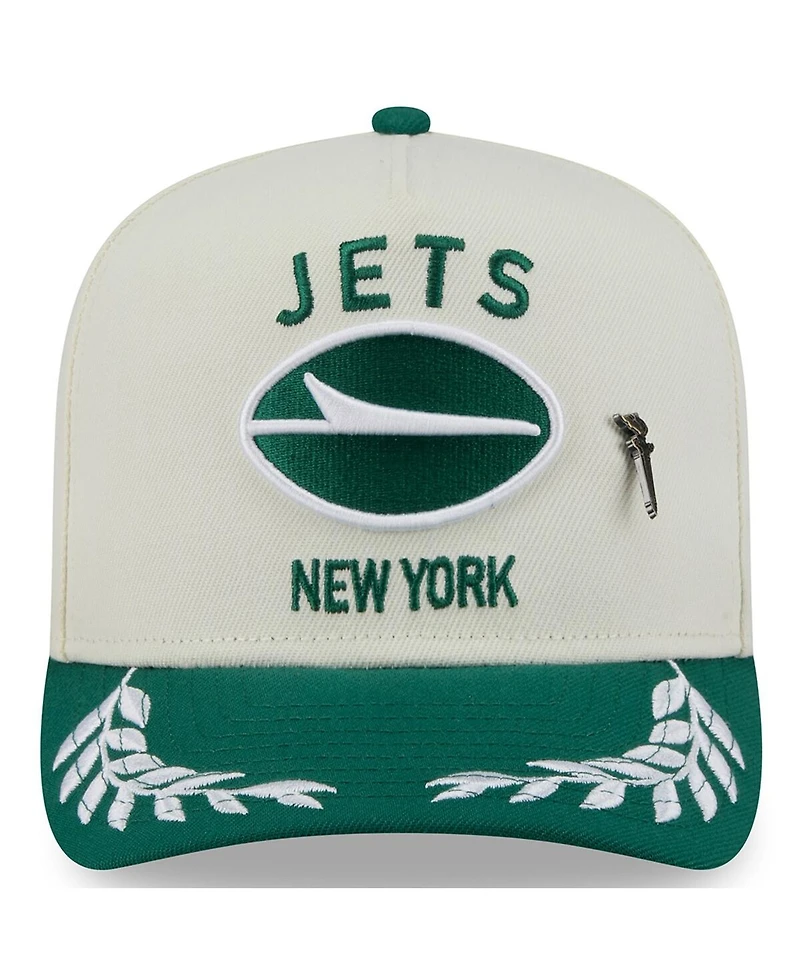 New Era Men's Cream/Green York Jets 2025 Nfl Draft A-Frame 59FIFTY Fitted Hat