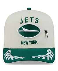 New Era Men's Cream/Green York Jets 2025 Nfl Draft A-Frame 59FIFTY Fitted Hat