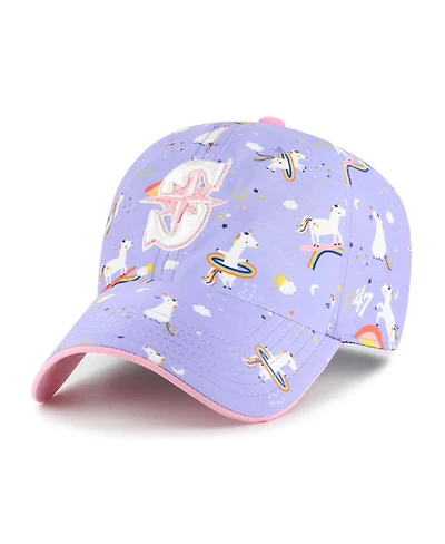 '47 Brand Big Girls Lavender Seattle Mariners Unicorn Clean Up Adjustable Hat