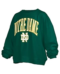 Pressbox Women's Green Notre Dame Fighting Irish Janise Arch Over Logo Waist Length Oversized Pullover Sweatshirt