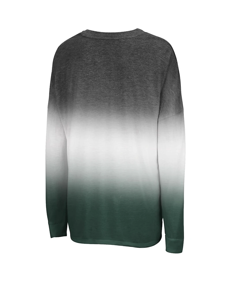 Colosseum Women's Black Michigan State Spartans Winkle Dip Dye Long Sleeve T-Shirt
