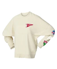 Fanatics Women's Tan Philadelphia Phillies Pennant Flag Branded Fleece Pullover Sweatshirt