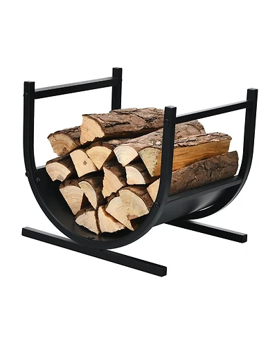 U-Shaped Steel Firewood Rack – Outdoor/Indoor Firewood Storage with Sturdy Frame