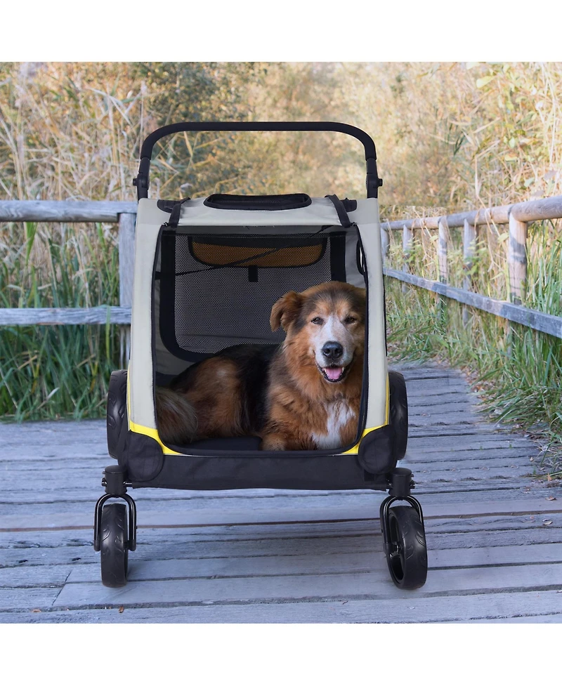 Bingopaw 4 Wheel Foldable Pet Travel Stroller With Basket