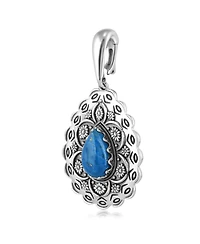 Sterling Silver Denim Lapis Pear Pendant Enhancer