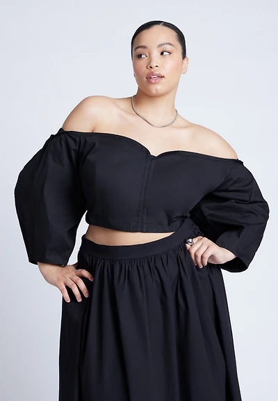 Eloquii Women's Off The Shoulder Sweetheart Neckline Top
