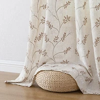 Kate Aurora 1 Piece Vanessa Floral Embroidered Linen Blend Semi Sheer Grommet Window Curtain Panel