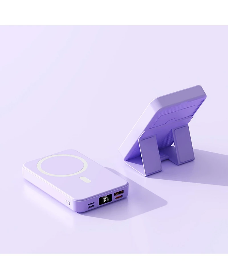 10000mAh Portable Magnetic Wireless Charge Power Bank w/ Phones Stand