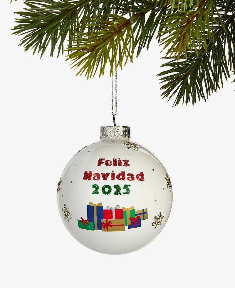 Holiday Lane Feliz Navidad 2025 Glass Christmas Tree Ball Ornament, Exclusively at Macy's