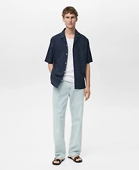 Mango Men's Cotton Check Seersucker Shirt