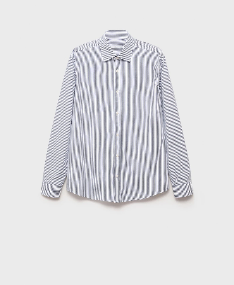Mango Men's Cotton Slim-Fit Striped Shirt