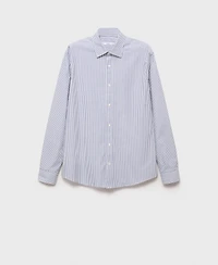 Mango Men's Cotton Slim-Fit Striped Shirt