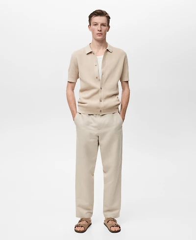 Mango Men's Openwork Knit Structured Shirt