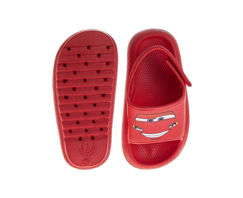Disney Toddler Boys Cars Lightning McQueen Hook and Loop Backstrap Slides