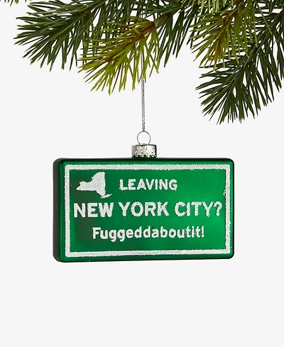 Holiday Lane New York City 2025 Glass Road Sign Ornament, Macy's Exclusive