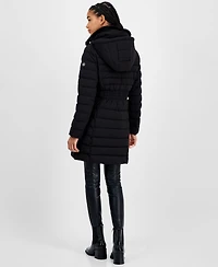 Michael Kors Petite Faux-Fur-Collar Hooded Packable Puffer Coat